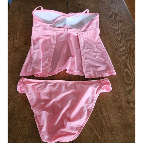 So Pink White Ruffle Eyelet Tankini Set Women’s Medium Two-Piece Swimsuit - Picture 2 of 6